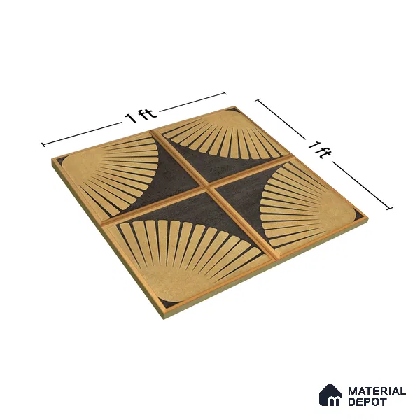 Metallic Wall & Floor Tile TL 07234 Golden Arc 1 ft x 1 ft Ceramic Matte Finish - 9 mm  | 2 mm Spacer is Mandatory | Suitable For Bathroom, Kitchen, Dining Area | Please Expect a Slight Variation of Pattern (Sample)